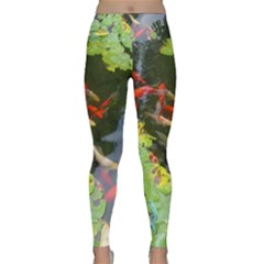 Koi Fish Pond Lightweight Velour Classic Yoga Leggings by StarvingArtisan