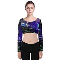 Columbus Commons Velvet Long Sleeve Crop Top by Riverwoman