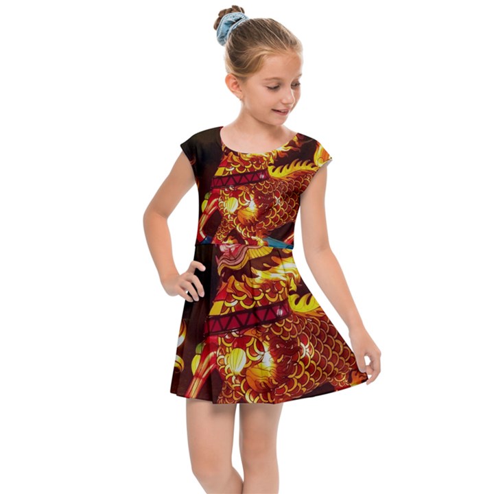 Dragon Lights Kids  Cap Sleeve Dress