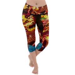 Dragon Lights Lightweight Velour Capri Yoga Leggings by Riverwoman