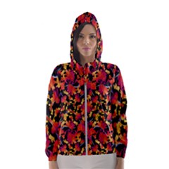 Red Floral Collage Print Design 2 Hooded Windbreaker (women) by dflcprintsclothing