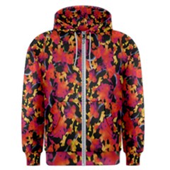 Red Floral Collage Print Design 2 Men s Zipper Hoodie by dflcprintsclothing