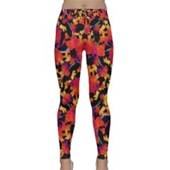 Red Floral Collage Print Design 2 Classic Yoga Leggings by dflcprintsclothing