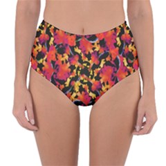 Red Floral Collage Print Design 2 Reversible High-waist Bikini Bottoms by dflcprintsclothing