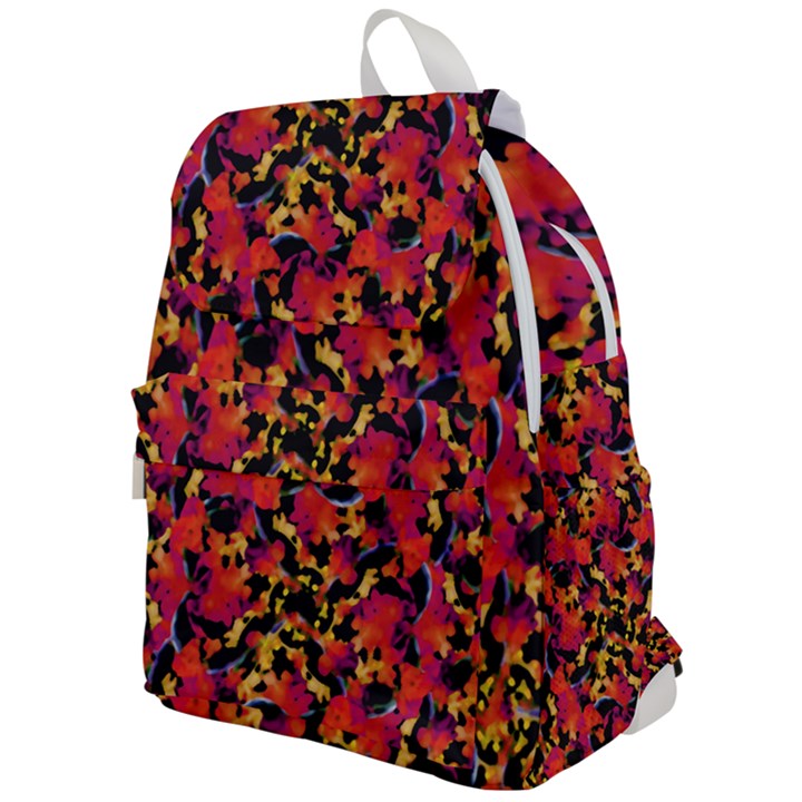Red Floral Collage Print Design 2 Top Flap Backpack