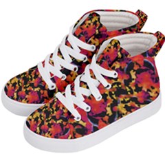 Red Floral Collage Print Design 2 Kids  Hi-top Skate Sneakers by dflcprintsclothing