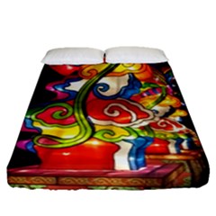 Dragon Lights Centerpiece Fitted Sheet (queen Size) by Riverwoman