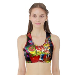 Dragon Lights Centerpiece Sports Bra With Border by Riverwoman