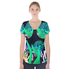 Dragon Lights Turtle Short Sleeve Front Detail Top by Riverwoman