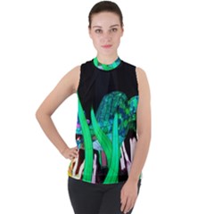 Dragon Lights Turtle Mock Neck Chiffon Sleeveless Top by Riverwoman