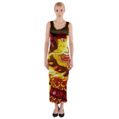 Dragon Lights Ki Rin Fitted Maxi Dress by Riverwoman