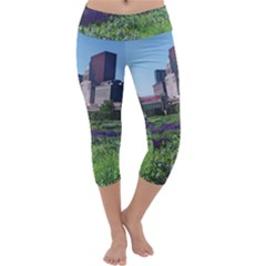 Lurie Garden Salvia River Capri Yoga Leggings by Riverwoman