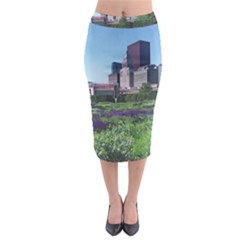 Lurie Garden Salvia River Midi Pencil Skirt by Riverwoman