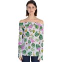 Flamingo pattern Off Shoulder Long Sleeve Top View1