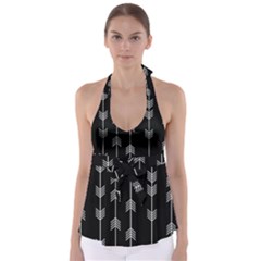 Black And White Abstract Pattern Babydoll Tankini Top by Valentinaart