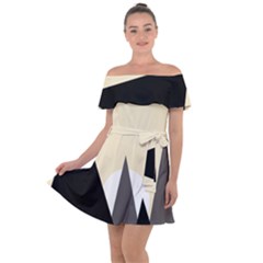 Geometric Landscape Off Shoulder Velour Dress by Valentinaart