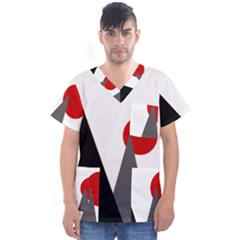 Geometric Landscape Men s V-neck Scrub Top