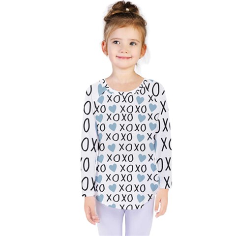 Xo Valentines Day Pattern Kids  Long Sleeve Tee by Valentinaart