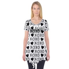 Xo Valentines Day Pattern Short Sleeve Tunic  by Valentinaart