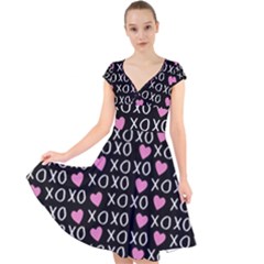Xo Valentines Day Pattern Cap Sleeve Front Wrap Midi Dress by Valentinaart