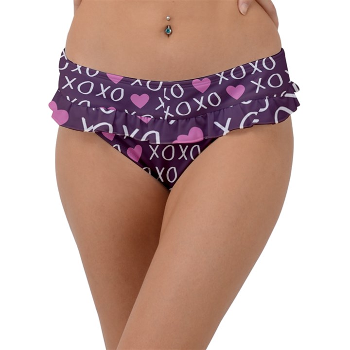 XO Valentines day pattern Frill Bikini Bottom