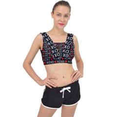 Xo Valentines Day Pattern V-back Sports Bra