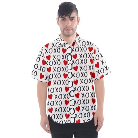 Xo Valentines Day Pattern Men s Short Sleeve Shirt by Valentinaart