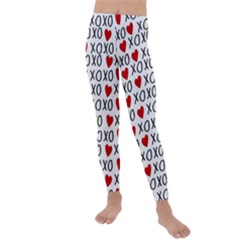 Xo Valentines Day Pattern Kids  Lightweight Velour Leggings by Valentinaart