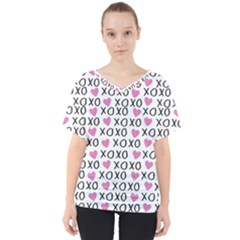 Xo Valentines Day Pattern V-neck Dolman Drape Top by Valentinaart