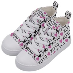 Xo Valentines Day Pattern Kids  Mid-top Canvas Sneakers by Valentinaart