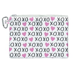 Xo Valentines Day Pattern Canvas Cosmetic Bag (xl) by Valentinaart