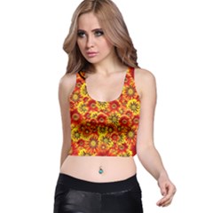 Brilliant Orange And Yellow Daisies Racer Back Crop Top