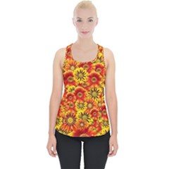 Brilliant Orange And Yellow Daisies Piece Up Tank Top
