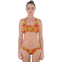 Brilliant Orange And Yellow Daisies Cross Back Hipster Bikini Set