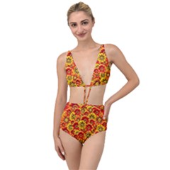 Brilliant Orange And Yellow Daisies Tied Up Two Piece Swimsuit