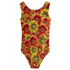 Brilliant Orange And Yellow Daisies Kids  Cut-Out Back One Piece Swimsuit