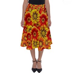 Brilliant Orange And Yellow Daisies Perfect Length Midi Skirt
