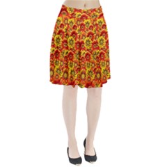 Brilliant Orange And Yellow Daisies Pleated Skirt by retrotoomoderndesigns