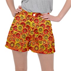 Brilliant Orange And Yellow Daisies Stretch Ripstop Shorts
