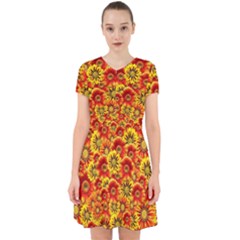 Brilliant Orange And Yellow Daisies Adorable in Chiffon Dress
