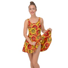 Brilliant Orange And Yellow Daisies Inside Out Casual Dress