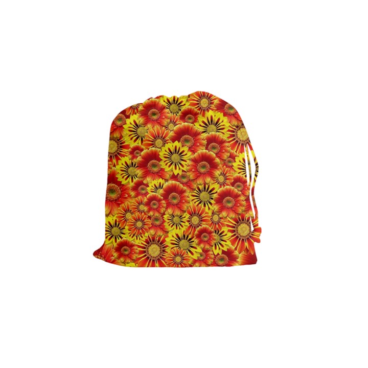 Brilliant Orange And Yellow Daisies Drawstring Pouch (Small)