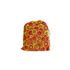 Brilliant Orange And Yellow Daisies Drawstring Pouch (XS)