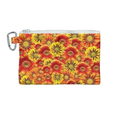 Brilliant Orange And Yellow Daisies Canvas Cosmetic Bag (Medium)