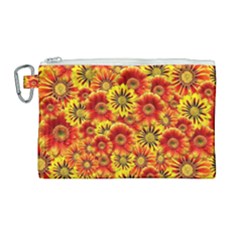Brilliant Orange And Yellow Daisies Canvas Cosmetic Bag (Large)