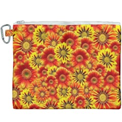 Brilliant Orange And Yellow Daisies Canvas Cosmetic Bag (xxxl) by retrotoomoderndesigns