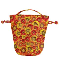 Brilliant Orange And Yellow Daisies Drawstring Bucket Bag