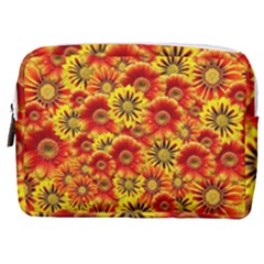 Brilliant Orange And Yellow Daisies Make Up Pouch (medium) by retrotoomoderndesigns
