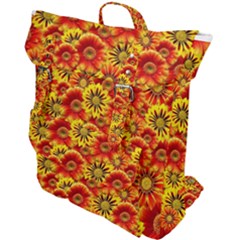Brilliant Orange And Yellow Daisies Buckle Up Backpack