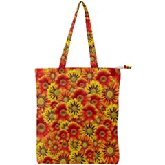 Brilliant Orange And Yellow Daisies Double Zip Up Tote Bag